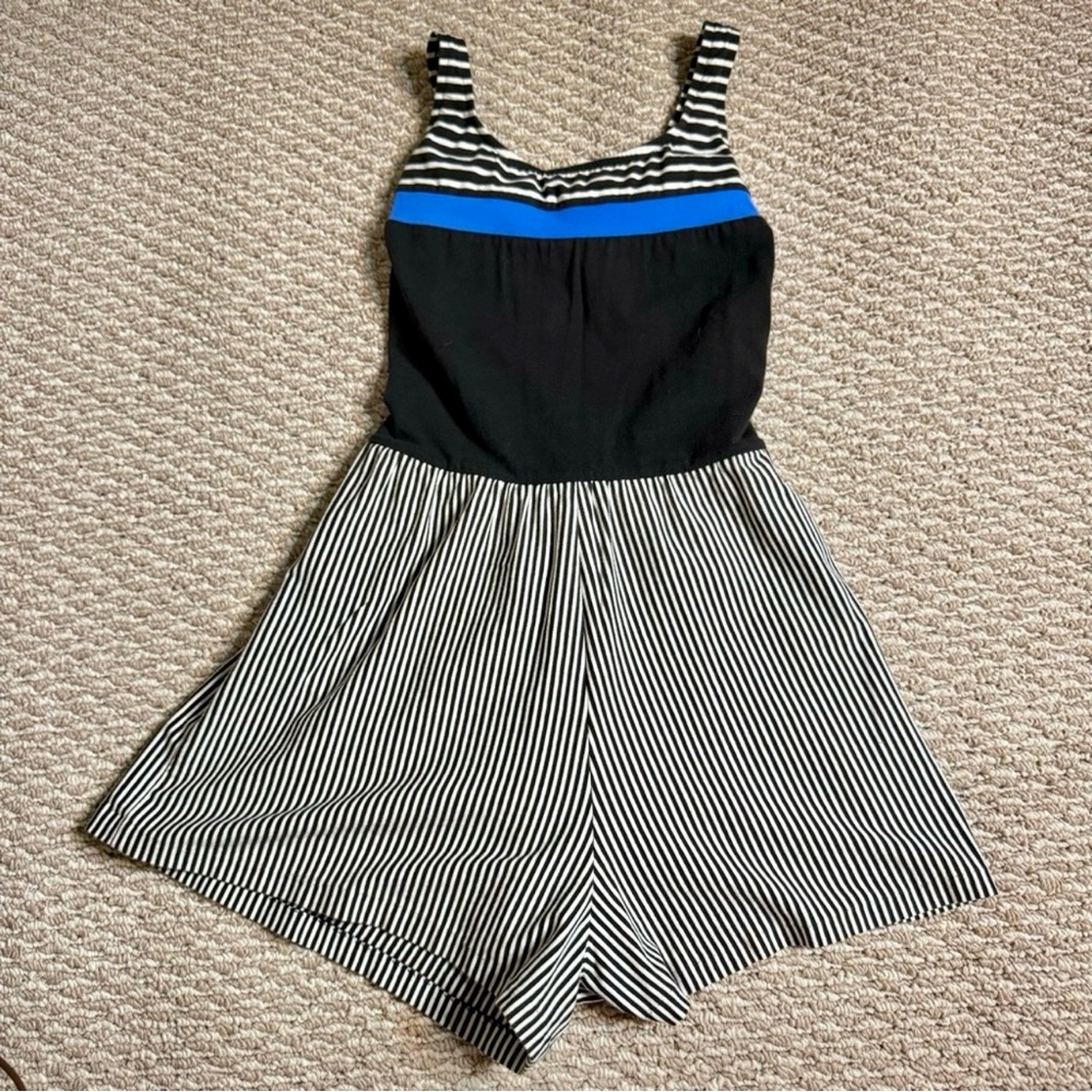 Jantzen 80s 90s Vintage Striped Playsuit Swimsuit Romper Size 10